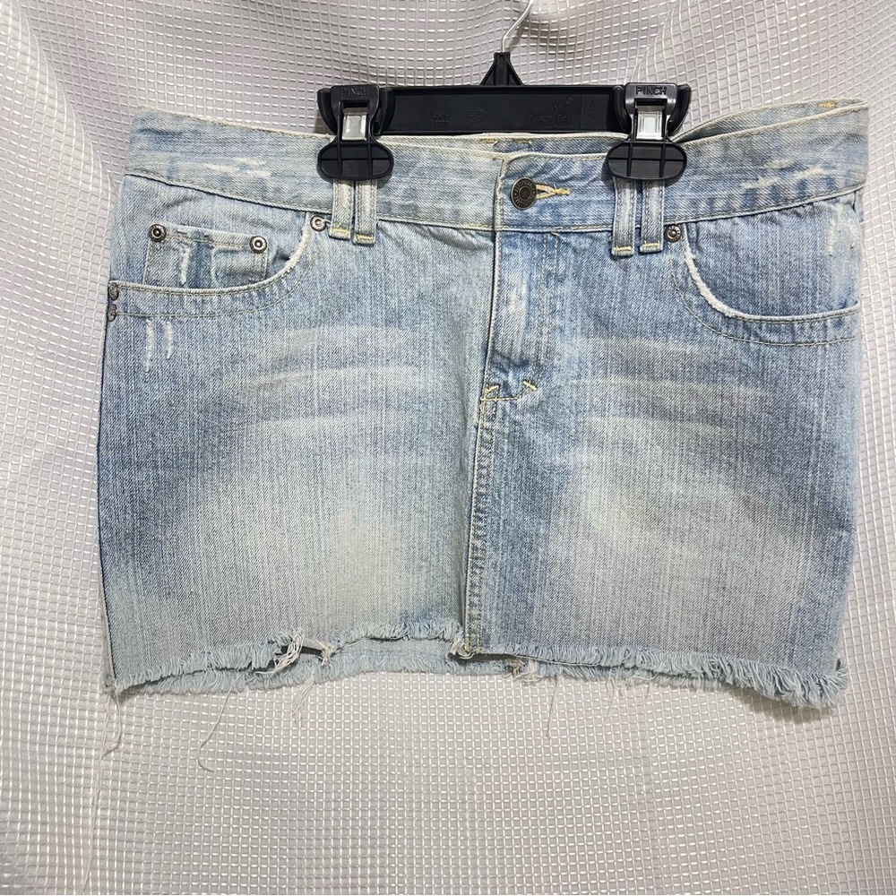 Aeropostale Light Blue Frayed Mini Skirt